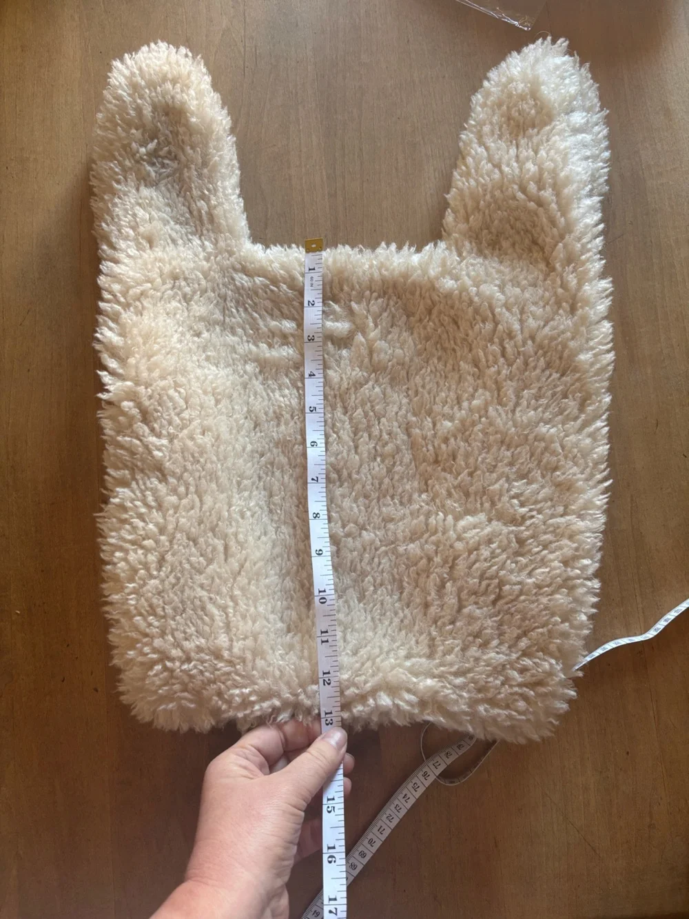 FP One Cream Faux Sherpa Tote Bag Teddy Texture Boho Minimalist Cottagecore